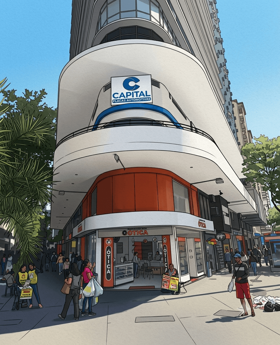 Ilustração da fachada da unidade Capital Centro, em Centro